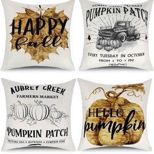 4 Pack Fall Pillow Covers, Autumn Harvest Pillow Covers